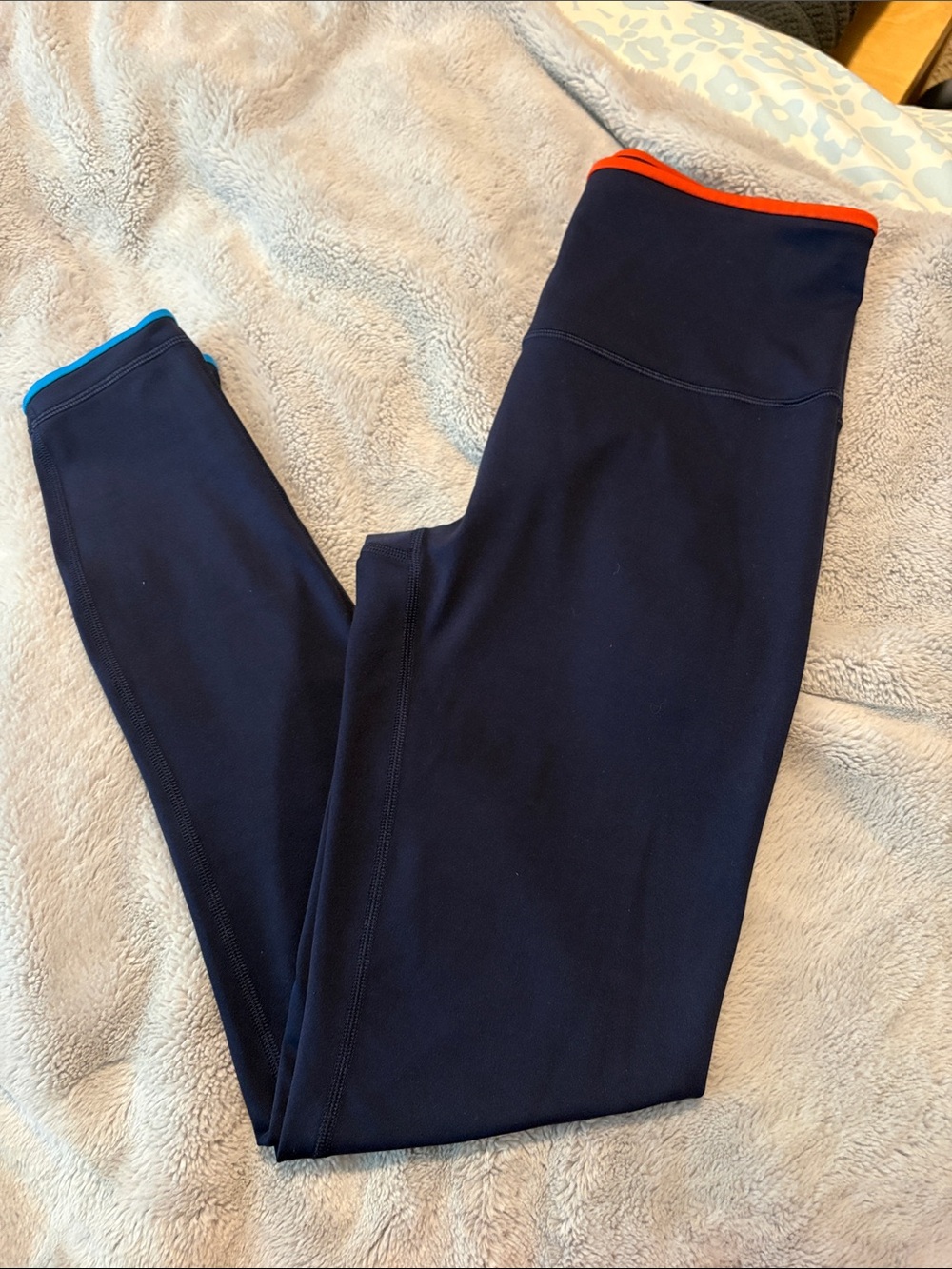 EUC Women’s Cotopaxi Navy Leggings with Orange & Teal Contrast Trim Size M